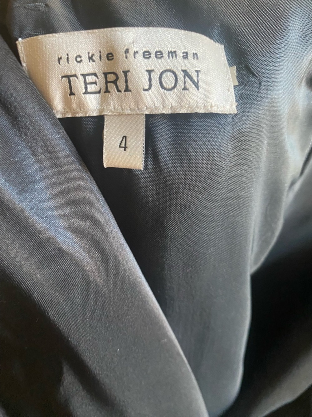 Teri Jon Navy Designer Rosetta Semi Formal Luxury Dress with Belt - Picture 6 of 8